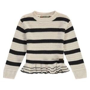 NEW STAINS & STORIES girl's striped knit pullover in black ivory